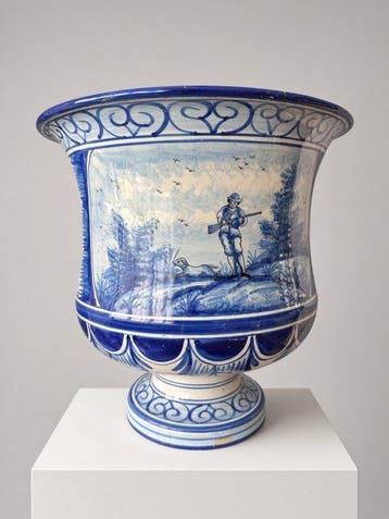 Vaas - Een 19e-eeuwse Franse Nevers-faience Medici-vormige