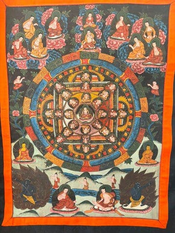 Grote met de hand geschilderde Tibetaans thangka –