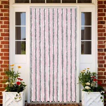 vidaXL Vliegengordijn 90x220 cm chenille zilvergrijs en roze, Verzenden, Nieuw, Grijs