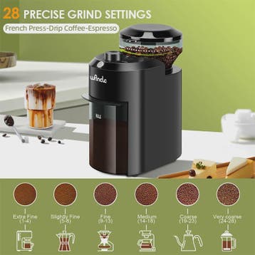 Wancle Elektrische Koffiemolen met Braam - 28 Instelbare Maa, Verzenden, Nieuw