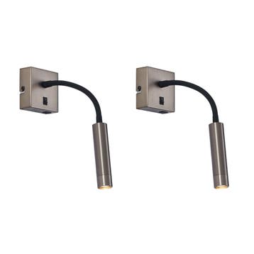 Set van 2 moderne wandlamp gunmetal met USB-C - Gosna, Verzenden, Nieuw