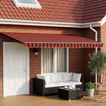 vidaXL Handbediende luifel met LEDs Oranje, Bruin,, Verzenden, Nieuw