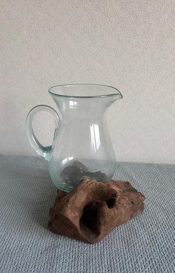 Gesmolten glas op hout, Bruin, Verzenden, Nieuw, Kandelaar
