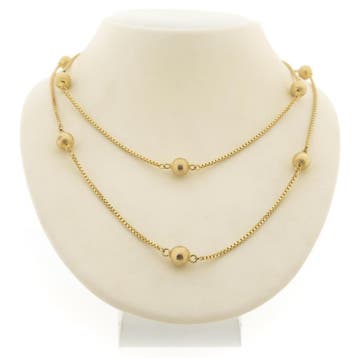 Lange gouden schakelketting met bolletjes, Ophalen of Verzenden, Gebruikt, Overige kleuren, Goud