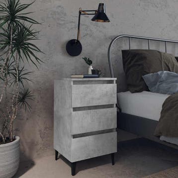 vidaXL Nachtkastje met metalen poten 40x35x69 cm betongrijs, Minder dan 45 cm, Verzenden, Nieuw, 55 tot 70 cm