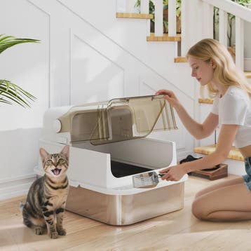 Gesloten Kattenbak met RVS Bodem - Ruim & Geurarm - Wit - 70, Verzenden, Nieuw
