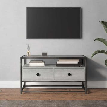 vidaXL Tv-meubel 80x35x45 cm bewerkt hout grijs sonoma, Verzenden, Nieuw, 50 tot 100 cm, Minder dan 100 cm