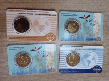 België, Finland. 2 Euro 2024/2025 (4 coincards) (Zonder