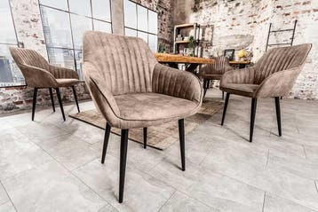 Elegante armleuningstoel TURIJN vintage taupe met, Ophalen of Verzenden, Nieuw