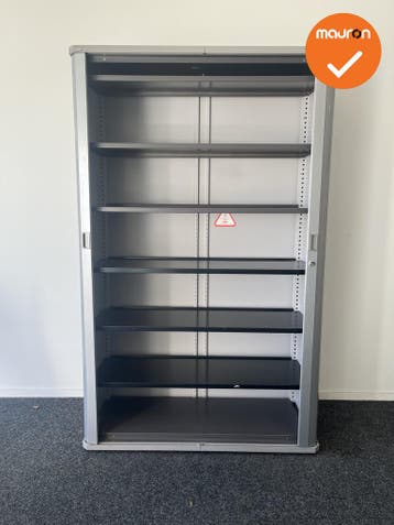 Gispen octa  Roldeurkast - 193x122x45cm - Zilvergrijs met zi, Werkplek, Ophalen of Verzenden, Gebruikt, Kast