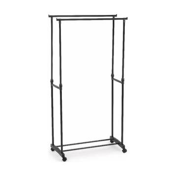 PARENCE dubbel kledingrek op wielen tot 160 cm zwart, Huis en Inrichting, Verzenden, Nieuw