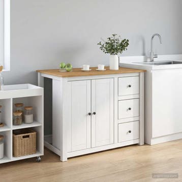 vidaXL Keuken Eiland Set 2 st PANAMA Wit en Honing Was, Huis en Inrichting, Keuken | Keukenelementen, Verzenden, Nieuw, Wit