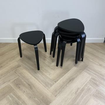 Ikea kruk KYRRE (set van 6 stuks) zwart zithoogte 45 cm, Ophalen of Verzenden, Gebruikt, Hout