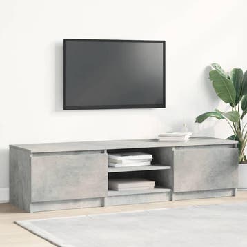 vidaXL Tv-meubel 140x40x35,5 cm bewerkt hout betongrijs, Huis en Inrichting, Kasten | Televisiemeubels, 100 tot 150 cm, Verzenden