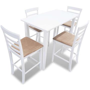 vidaXL Bartafel en 4 barstoelen set hout wit, Verzenden, Nieuw