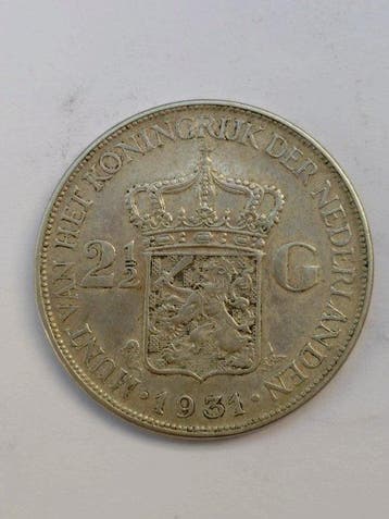 Nederland. Wilhelmina. 2 1/2 Gulden 1931 (Zonder