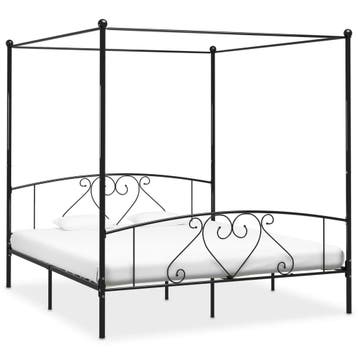 vidaXL Hemelbedframe metaal zwart 180x200 cm, Eenpersoons, Verzenden, Zwart, Nieuw