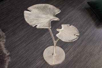 Decoratieve bijzettafel GINKGO LEAFS 50cm zilver handgemaakt, Ophalen of Verzenden, Nieuw