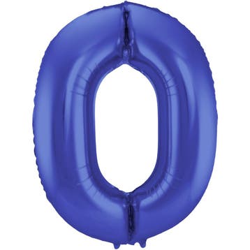 Folie Ballon cijfer 0 Metallic Blauw  86 cm, Verzenden, Nieuw, Feestartikel, Verjaardag