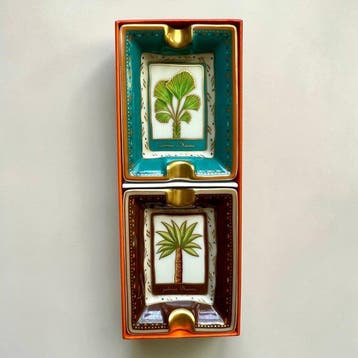 Hermès - Asbak (2) - Hermès Palmier Botanical - Porselein -, Antiek en Kunst