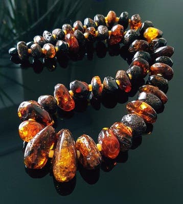 Amber Massieve vintage barnsteen ketting - vrijvormige