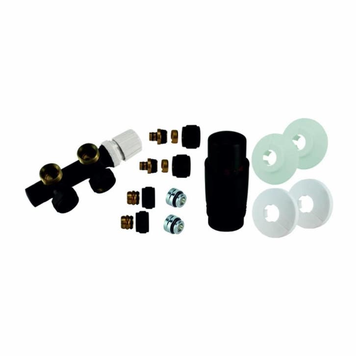 Radiator Onderblok Haaks Rechts Mat Zwart (Voor midden, Doe-het-zelf en Verbouw, Verwarming en Radiatoren, Ophalen of Verzenden