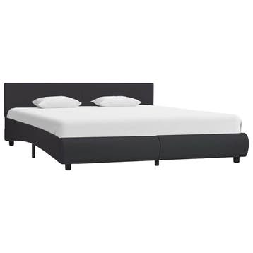 vidaXL Bedframe met LED kunstleer zwart 160x200 cm, Overige materialen, Verzenden, Zwart, 200 cm