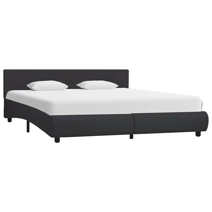 vidaXL Bedframe met LED kunstleer zwart 160x200 cm, Huis en Inrichting, Slaapkamer | Bedden, 160 cm, 200 cm, Zwart, Tweepersoons