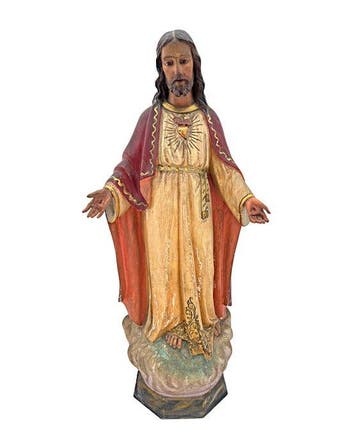 Olot - Beeld, Jezus Heilig Hart - 44 cm - houtpulp, Hout