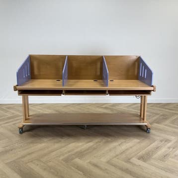verrijdbaar 3 persoons schoolwerkplek / computerwerkplek, Ophalen of Verzenden, Gebruikt