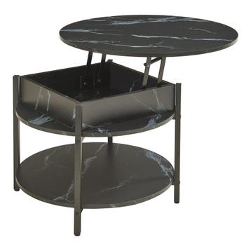 Salontafel Kandas rond marmerlook zwart en goudkleurig Ø70 c, Huis en Inrichting, Tafels | Salontafels, Verzenden, Nieuw