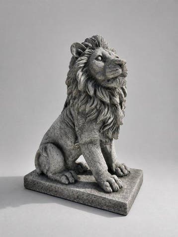 Beeld, tuinbeeld leeuw - 35 cm - cast stone