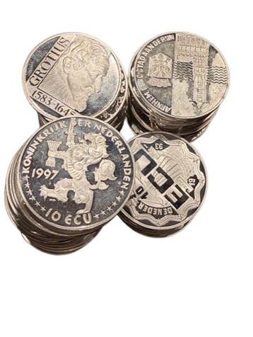 Lot zilveren penningen sterling zilver, Verzenden, Munten