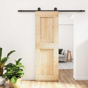 vidaXL Schuifdeur 70 x 210 cm Massief Grenenhout, Doe-het-zelf en Verbouw, Deuren en Horren, Verzenden, Nieuw