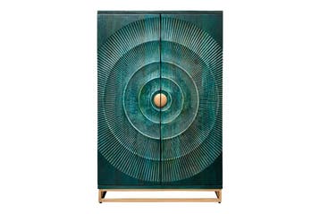 Barkast GOLDEN SUNSET 140cm 3D mangohout turquoise, Ophalen of Verzenden, Nieuw