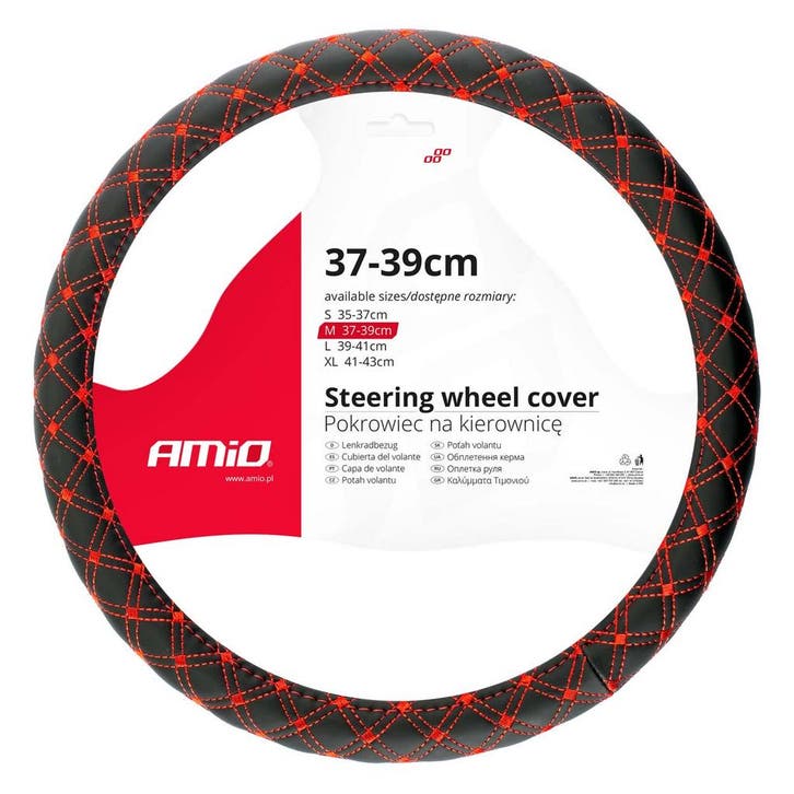 Stuurwielhoes - Zwart met rood stiksel - 37-39cm, Auto diversen, Auto-accessoires, Nieuw, Verzenden