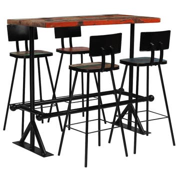vidaXL 5-delige Barset massief gerecycled hout meerkleurig, Verzenden, Nieuw