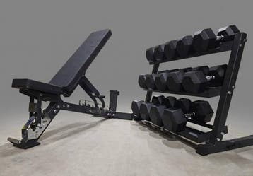 Elite Krachtset: Halterbank, 220 kg Hex Dumbbells set, Rek, Verzenden, Nieuw, Benen, Dumbbell