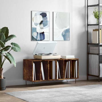 vidaXL Platenkast 100x38x48 cm bewerkt hout gerookt, Verzenden, Nieuw