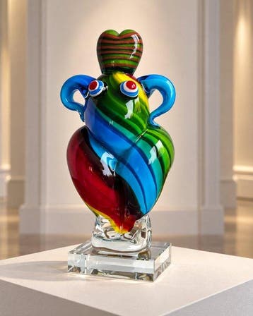 sculptuur, Expressief Glass Art Sculptuur – Handgemaakt &, Antiek en Kunst