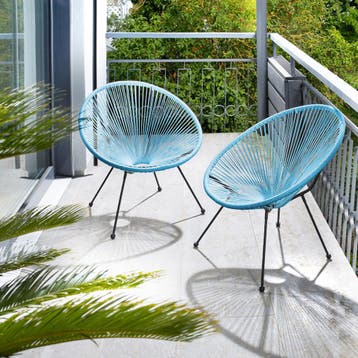 2 tuinstoelen Santana in Acapulco-design - blauw, Verzenden, Nieuw