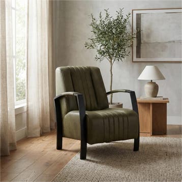 Leren fauteuil Glamour - Granada Moss (olijf/groen), Nieuw, Ophalen of Verzenden, 50 tot 75 cm, Industrieel, Modern, Retro