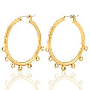 2 x DQ metaal creolen 28 mm met 7 oogjes – goudkleur (Nik., Ophalen of Verzenden, Nieuw, Kraal