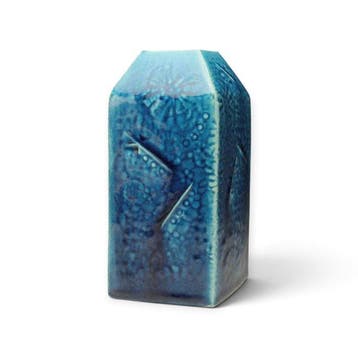 Yamazaki Koyo — Kyoto Ware Blauwgroen geglazuurd budvaas met, Antiek en Kunst