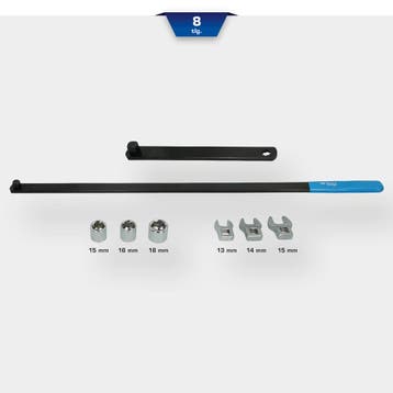Brilliant Tools V-snaar- en spanrolsleutelset 8-delig, Auto diversen, Verzenden, Nieuw