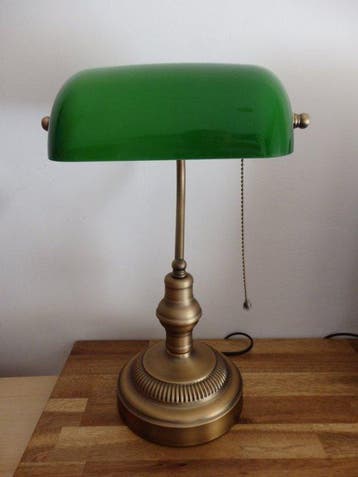 Bankierslamp - Verguld messing - bankier, Antiek en Kunst