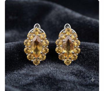 Zonder minimumprijs - Oorbellen Zilver - 2.50ct. tw. Citrien, Nieuw