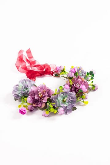 KIMU® Grote Bloemenkrans Haar Paars Paarse Bloemen Haarband, Kleding | Dames, Ophalen of Verzenden, Nieuw, Carnaval, Accessoires