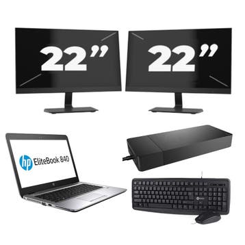 HP EliteBook 840 G3 -   i7-6e 8GB  - 256GB  + 2x 22 inch, Computers en Software, Windows Laptops, Qwerty, Verzenden, Refurbished