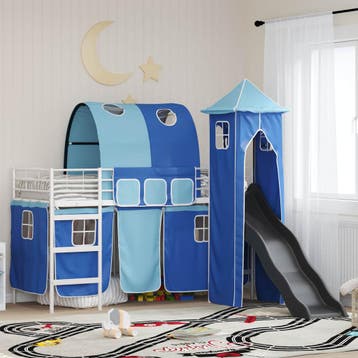 vidaXL Stapelbed voor kinderen Effen Wit en Blauw 75 x 190, Verzenden, Nieuw, Wit, Metaal